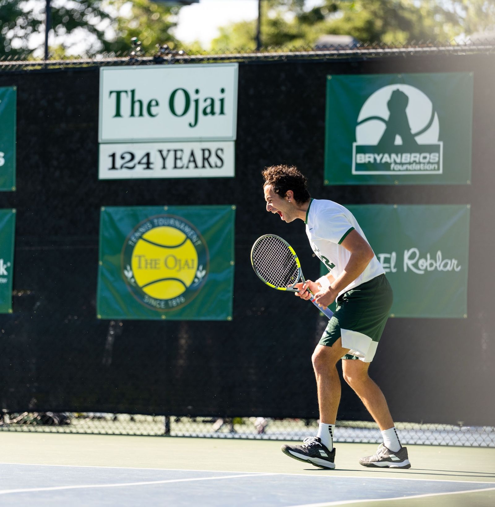 Ozan Baris celebrating a point at the 2026 Big Ten Tournament in Ojai, California